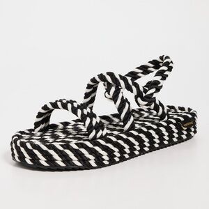NEW Bohonomad Bahamas Platform Sandals Womens 10 40 Black White Boho Minimalist